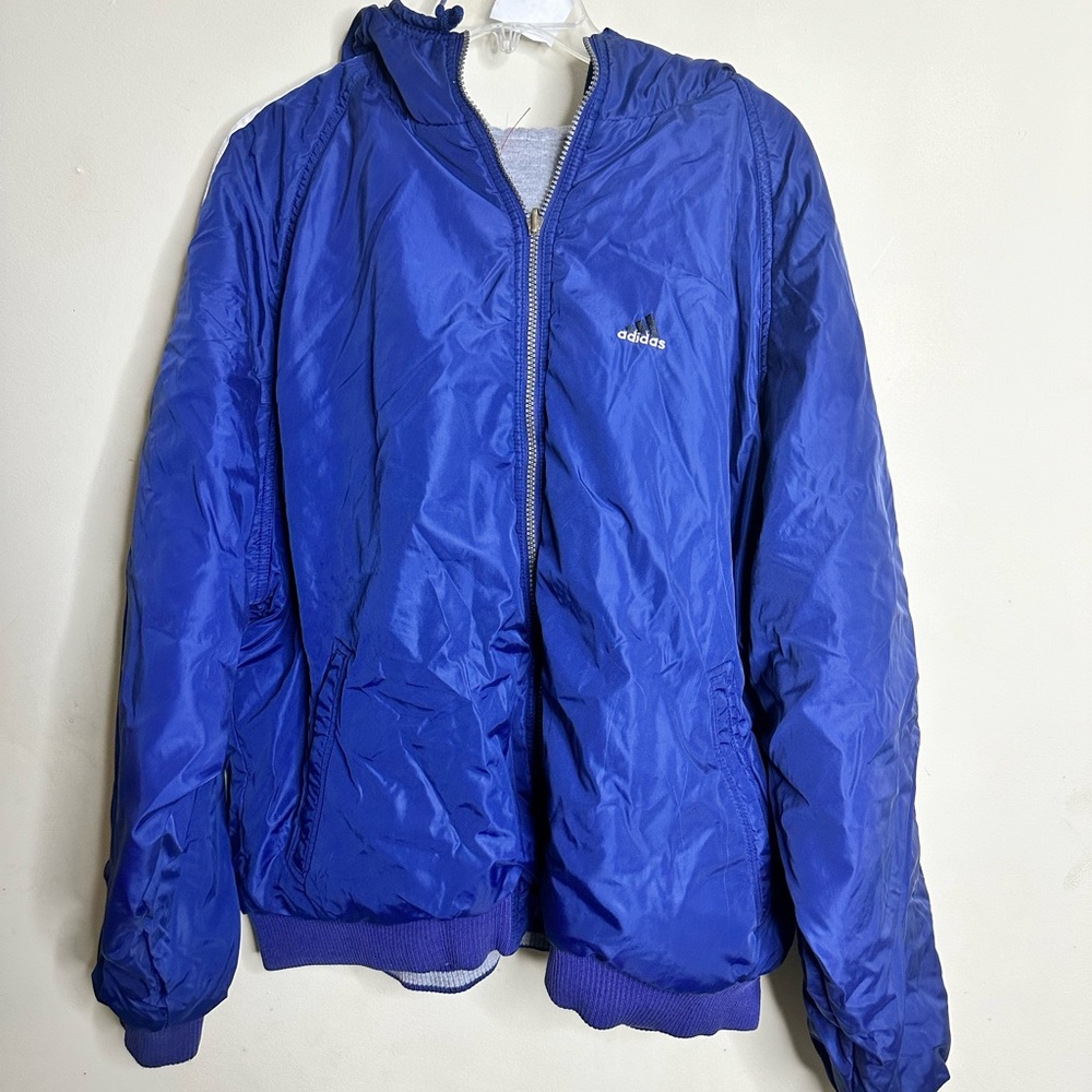 Vintage 90s Adidas Full Zip Blue puffer Jacket,size L